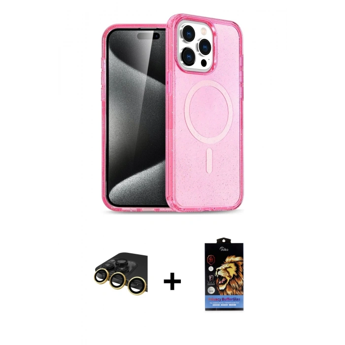 MARSİLYAN™- iPhone 14 Pro Max Kılıf Eksen Doku Koleksiyonu - Siyah Buffer Hayalet Cam Ekran Koruyucu + Raze Metal Kamera Lens - GD