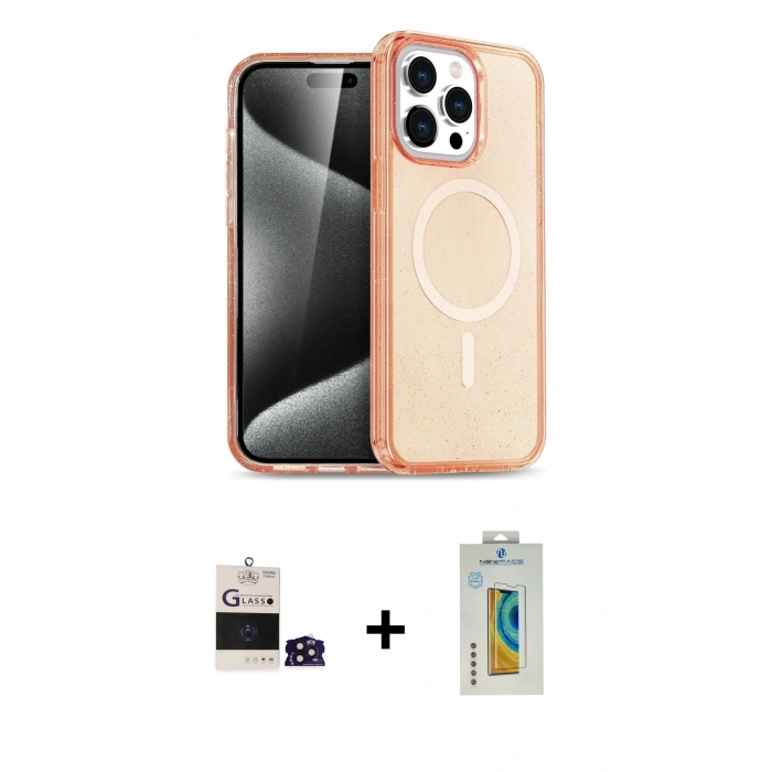 MARSİLYAN™- iPhone 14 Pro Max Kılıf Eksen Doku Koleksiyonu - Siyah Polymer Nano Ekran Koruyucu + Derin Mor Bilvis Titan Kamera Lens