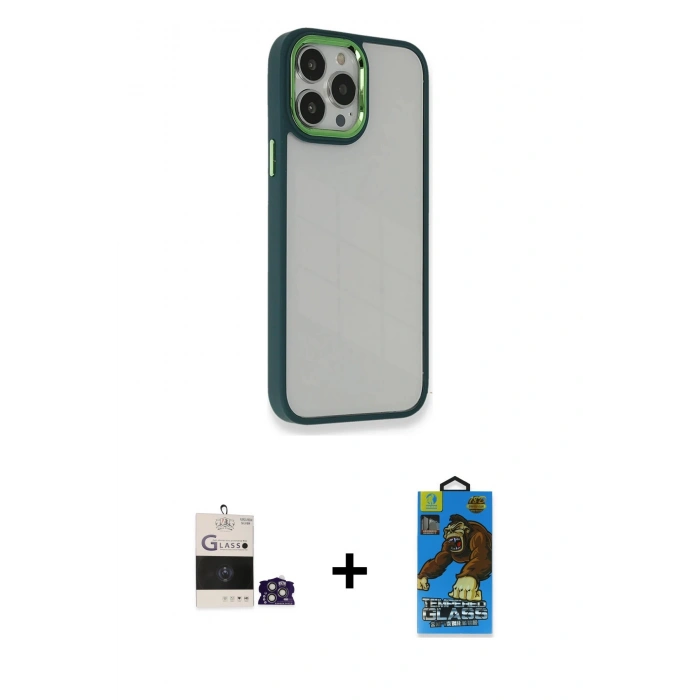 MARSİLYAN™- iPhone 14 Pro Max Kılıf Eksen Doku Prime - Siyah 18D Cam Ekran Koruyucu + Bilvis Titan Kamera Lens - GS