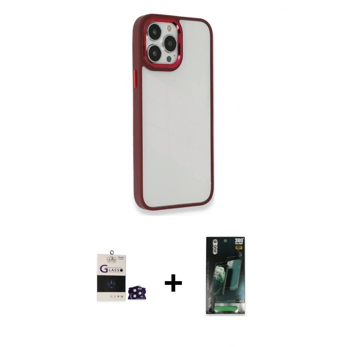 MARSİLYAN™- iPhone 14 Pro Max Kılıf Eksen Doku Prime - Siyah 360 Mat Full Body Arka Koruyucu + Bilvis Titan Kamera Lens - DNMR