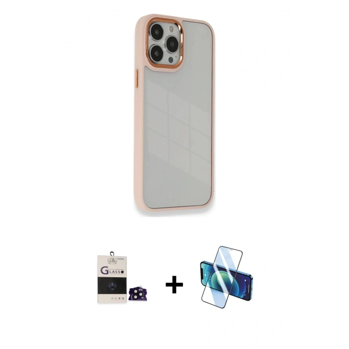 MARSİLYAN™- iPhone 14 Pro Max Kılıf Eksen Doku Prime - Siyah 3D Antistatik Cam Ekran Koruyucu + Bilvis Titan Kamera Lens - SH