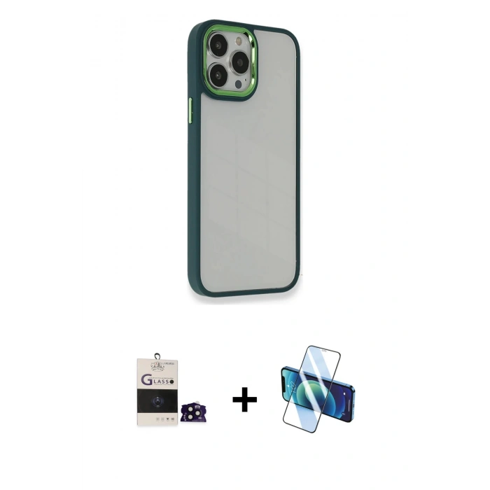 MARSİLYAN™- iPhone 14 Pro Max Kılıf Eksen Doku Prime - Siyah 3D Antistatik Cam Ekran Koruyucu + Bilvis Titan Kamera Lens - SH