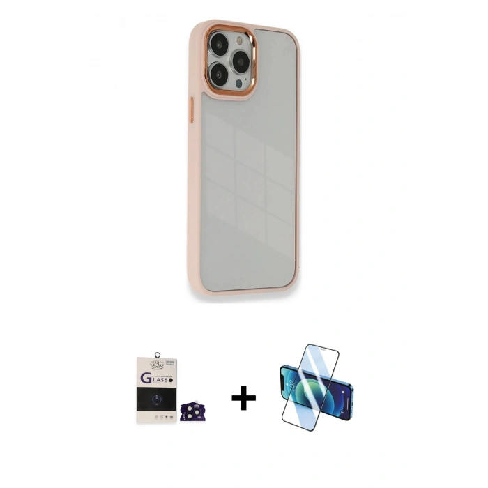 MARSİLYAN™- iPhone 14 Pro Max Kılıf Eksen Doku Prime - Siyah 3D Antistatik Cam Ekran Koruyucu + Derin Mor Bilvis Titan Kamera Lens