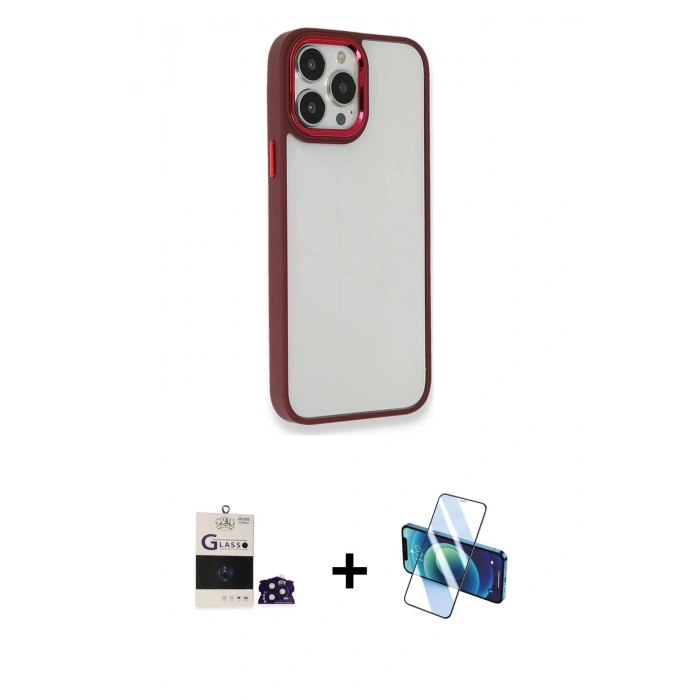 MARSİLYAN™- iPhone 14 Pro Max Kılıf Eksen Doku Prime - Siyah 3D Antistatik Cam Ekran Koruyucu + Derin Mor Bilvis Titan Kamera Lens