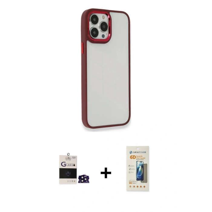 MARSİLYAN™- iPhone 14 Pro Max Kılıf Eksen Doku Prime - Siyah 6D Mat Seramik Hayalet Nano Ekran Koruyucu + Bilvis Titan Kamera Lens - DNMR