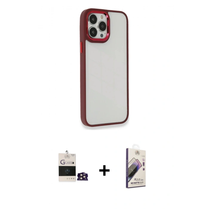 MARSİLYAN™- iPhone 14 Pro Max Kılıf Eksen Doku Prime - Siyah Bilvis 3D Mat Cam Ekran Koruyucu + Bilvis Titan Kamera Lens - GD