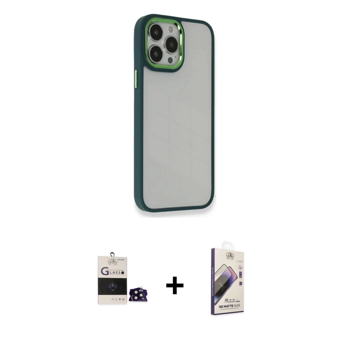 MARSİLYAN™- iPhone 14 Pro Max Kılıf Eksen Doku Prime - Siyah Bilvis 3D Mat Cam Ekran Koruyucu + Bilvis Titan Kamera Lens - SH