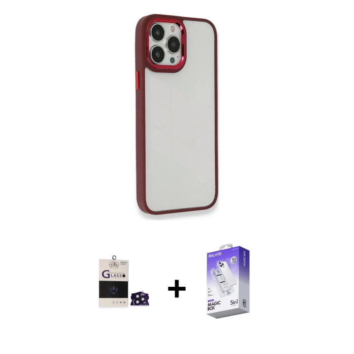 MARSİLYAN™- iPhone 14 Pro Max Kılıf Eksen Doku Prime - Siyah Bilvis 5in1 3D Magic Cam Ekran Koruyucu + Bilvis Titan Kamera Lens - DNMR