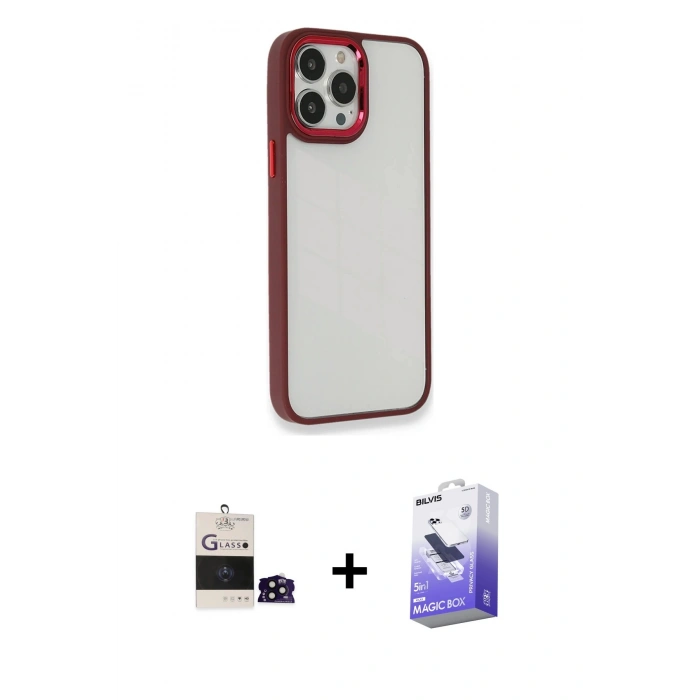 MARSİLYAN™- iPhone 14 Pro Max Kılıf Eksen Doku Prime - Siyah Bilvis 5in1 5D Magic Hayalet Cam Ekran Koruyucu + Bilvis Titan Kamera Lens - SH