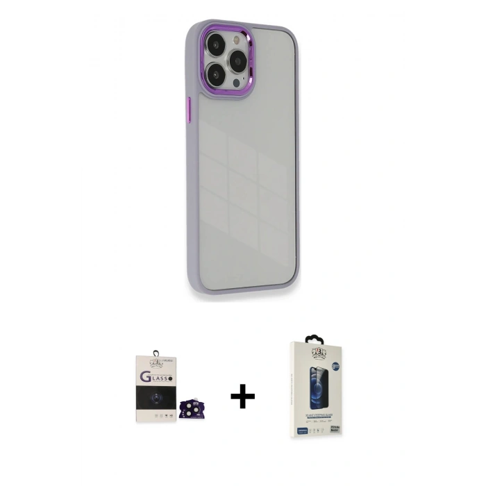 MARSİLYAN™- iPhone 14 Pro Max Kılıf Eksen Doku Prime - Siyah Bilvis Hayalet Cam Ekran Koruyucu + Bilvis Titan Kamera Lens - SH