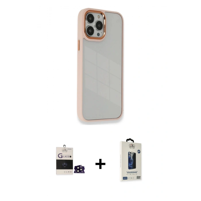 MARSİLYAN™- iPhone 14 Pro Max Kılıf Eksen Doku Prime - Siyah Bilvis Hayalet Cam Ekran Koruyucu + Bilvis Titan Kamera Lens - SH