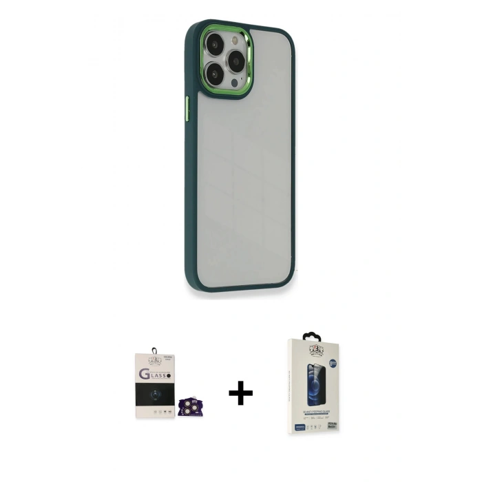 MARSİLYAN™- iPhone 14 Pro Max Kılıf Eksen Doku Prime - Siyah Bilvis Hayalet Cam Ekran Koruyucu + Bilvis Titan Kamera Lens - GD