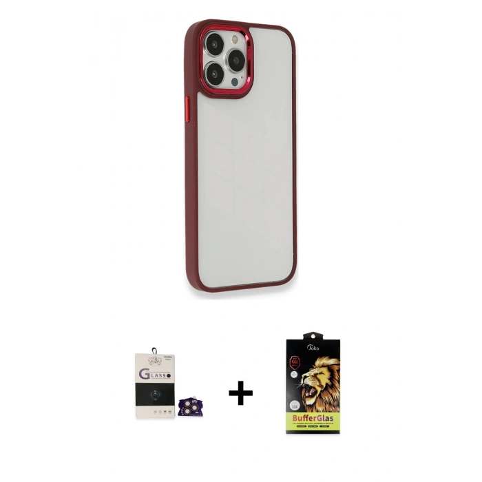 MARSİLYAN™- iPhone 14 Pro Max Kılıf Eksen Doku Prime - Siyah Buffer Cam Ekran Koruyucu + Bilvis Titan Kamera Lens - GD