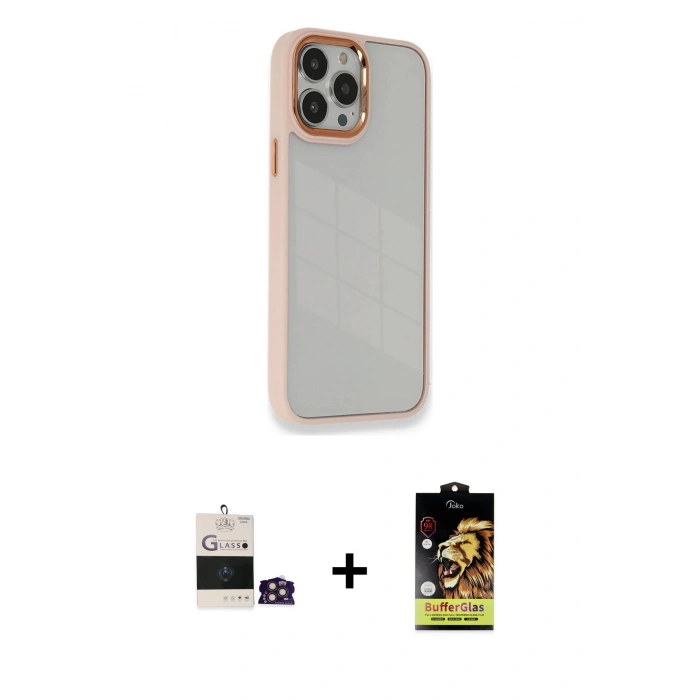 MARSİLYAN™- iPhone 14 Pro Max Kılıf Eksen Doku Prime - Siyah Buffer Cam Ekran Koruyucu + Bilvis Titan Kamera Lens - GD