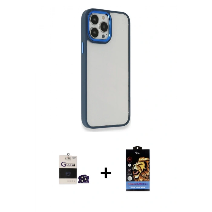 MARSİLYAN™- iPhone 14 Pro Max Kılıf Eksen Doku Prime - Siyah Buffer Hayalet Cam Ekran Koruyucu + Bilvis Titan Kamera Lens - DNMR