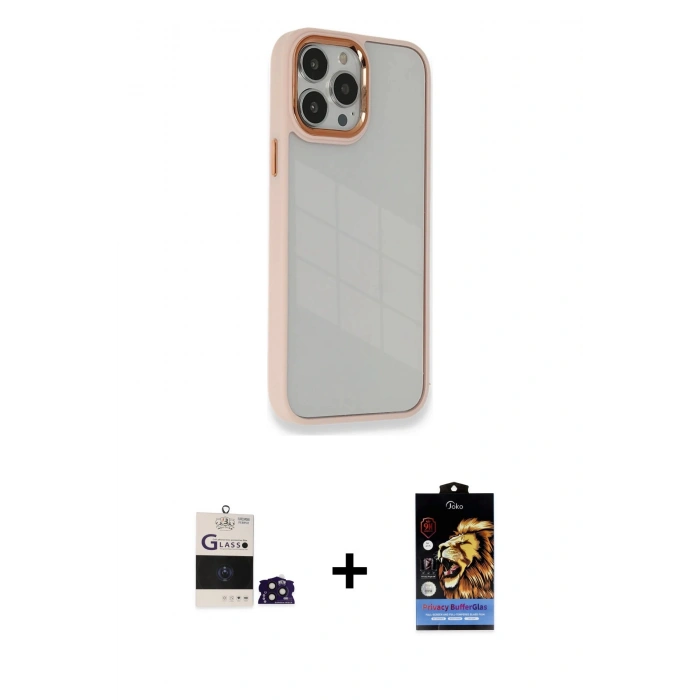 MARSİLYAN™- iPhone 14 Pro Max Kılıf Eksen Doku Prime - Siyah Buffer Hayalet Cam Ekran Koruyucu + Bilvis Titan Kamera Lens - DNMR