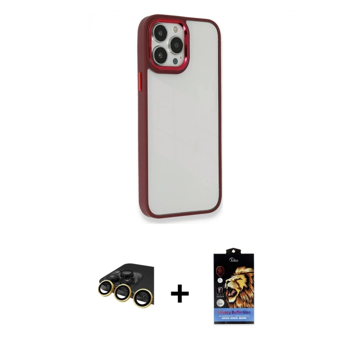 MARSİLYAN™- iPhone 14 Pro Max Kılıf Eksen Doku Prime - Siyah Buffer Hayalet Cam Ekran Koruyucu + Raze Metal Kamera Lens - GD