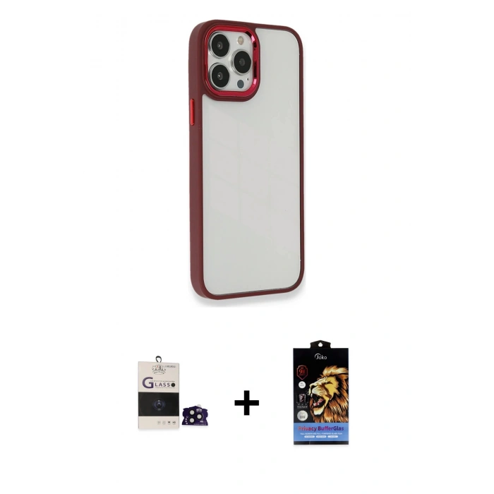 MARSİLYAN™- iPhone 14 Pro Max Kılıf Eksen Doku Prime - Siyah Buffer Hayalet Cam Ekran Koruyucu + Siyah Bilvis Titan Kamera Lens