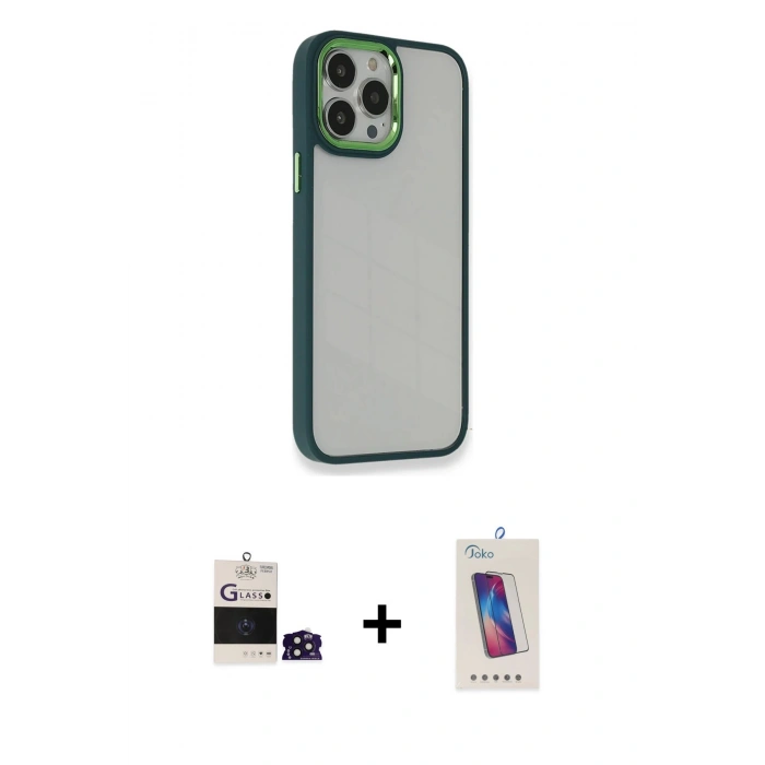 MARSİLYAN™- iPhone 14 Pro Max Kılıf Eksen Doku Prime - Siyah Joko 5D Cam + Bilvis Titan Kamera Lens - DNMR