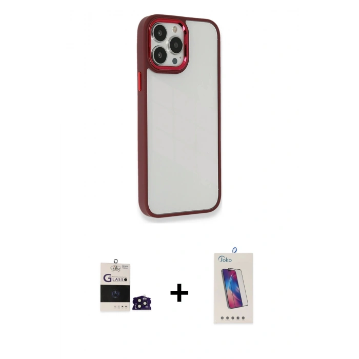 MARSİLYAN™- iPhone 14 Pro Max Kılıf Eksen Doku Prime - Siyah Joko 5D Cam + Bilvis Titan Kamera Lens - DNMR