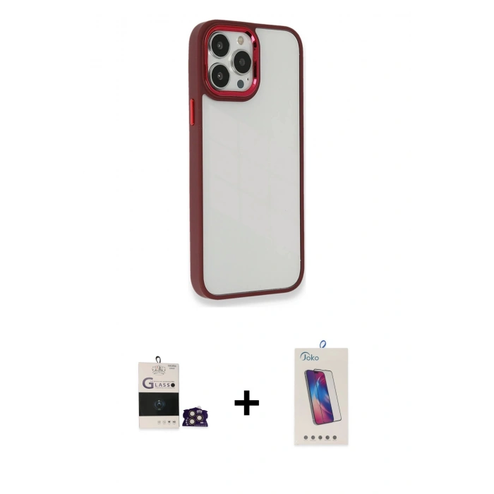 MARSİLYAN™- iPhone 14 Pro Max Kılıf Eksen Doku Prime - Siyah Joko 5D Cam + Bilvis Titan Kamera Lens - GD