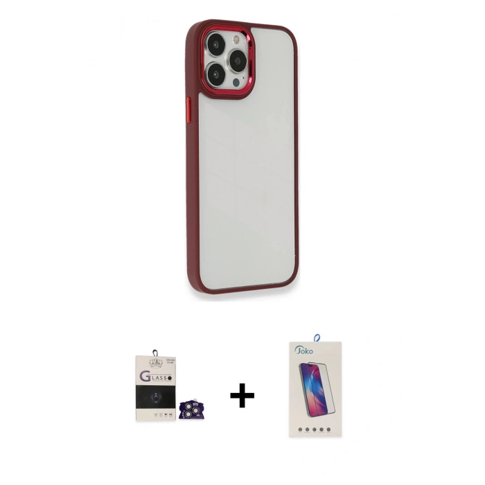 MARSİLYAN™- iPhone 14 Pro Max Kılıf Eksen Doku Prime - Siyah Joko 5D Cam + Bilvis Titan Kamera Lens - GS