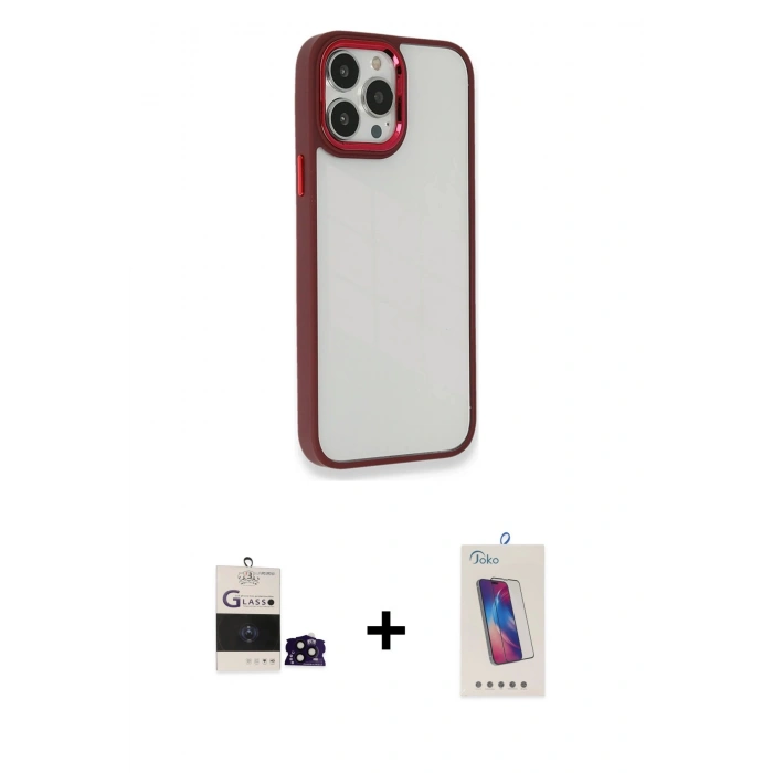 MARSİLYAN™- iPhone 14 Pro Max Kılıf Eksen Doku Prime - Siyah Joko 5D Cam + Bilvis Titan Kamera Lens - SH