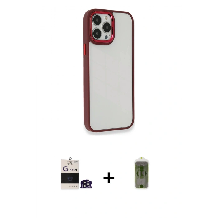 MARSİLYAN™- iPhone 14 Pro Max Kılıf Eksen Doku Prime - Siyah Joko Magic 5D Hayalet Cam + Bilvis Titan Kamera Lens - DNMR