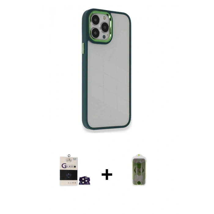 MARSİLYAN™- iPhone 14 Pro Max Kılıf Eksen Doku Prime - Siyah Joko Magic 5D Hayalet Cam + Bilvis Titan Kamera Lens - DNMR