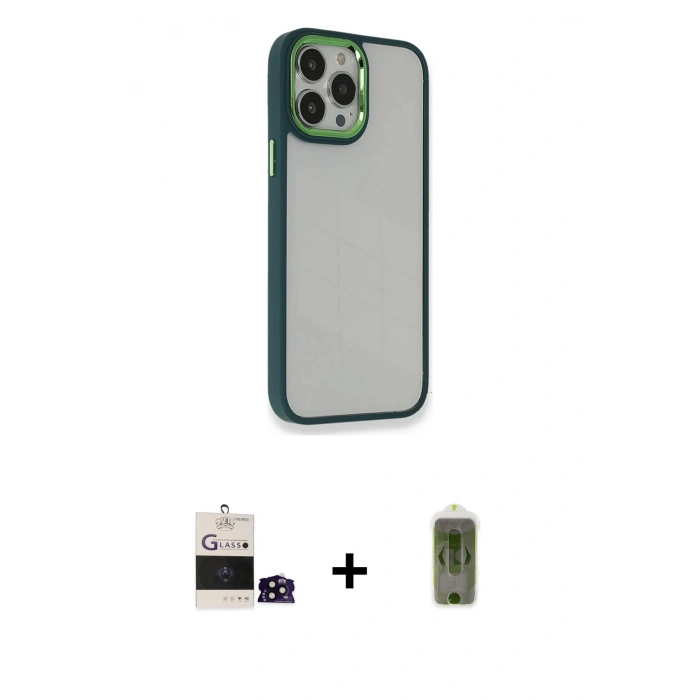 MARSİLYAN™- iPhone 14 Pro Max Kılıf Eksen Doku Prime - Siyah Joko Magic 5D Hayalet Cam + Bilvis Titan Kamera Lens - SH