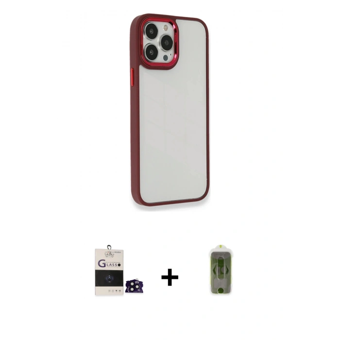 MARSİLYAN™- iPhone 14 Pro Max Kılıf Eksen Doku Prime - Siyah Joko Magic 5D Hayalet Cam + Bilvis Titan Kamera Lens - SH