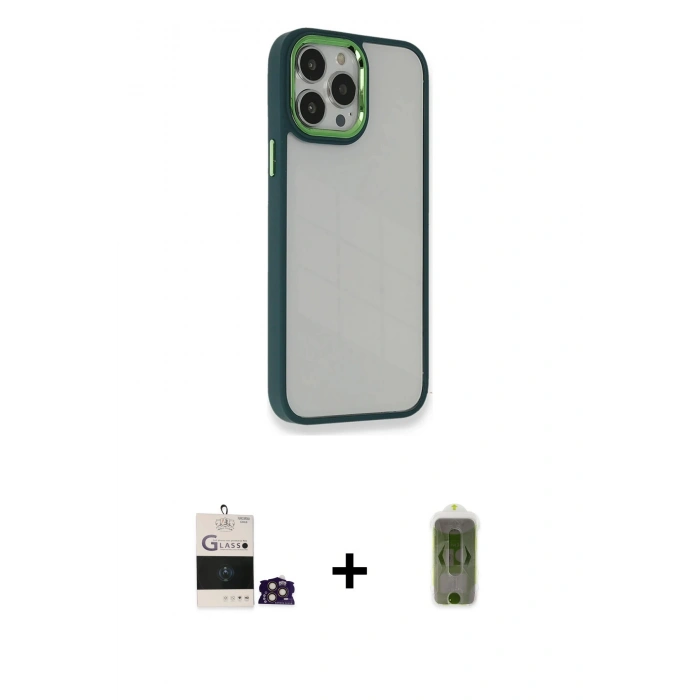 MARSİLYAN™- iPhone 14 Pro Max Kılıf Eksen Doku Prime - Siyah Joko Magic 5D Hayalet Cam + Bilvis Titan Kamera Lens - GD