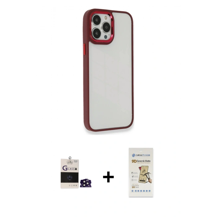 MARSİLYAN™- iPhone 14 Pro Max Kılıf Eksen Doku Prime - Siyah Mat Seramik Nano Ekran Koruyucu + Bilvis Titan Kamera Lens - DNMR