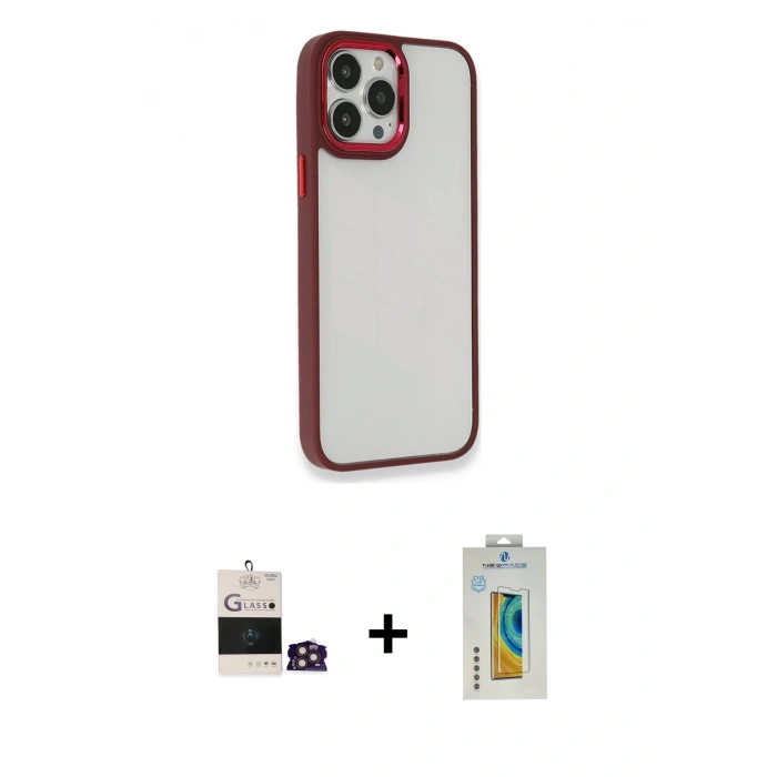 MARSİLYAN™- iPhone 14 Pro Max Kılıf Eksen Doku Prime - Siyah Polymer Nano Ekran Koruyucu + Bilvis Titan Kamera Lens - GD