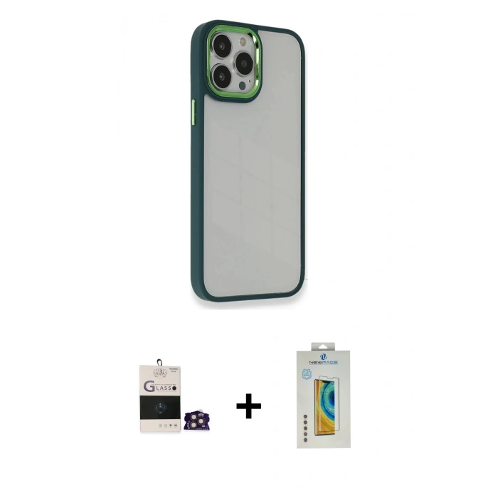 MARSİLYAN™- iPhone 14 Pro Max Kılıf Eksen Doku Prime - Siyah Polymer Nano Ekran Koruyucu + Bilvis Titan Kamera Lens - GD