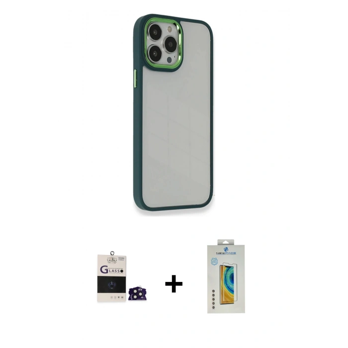MARSİLYAN™- iPhone 14 Pro Max Kılıf Eksen Doku Prime - Siyah Polymer Nano Ekran Koruyucu + Derin Mor Bilvis Titan Kamera Lens