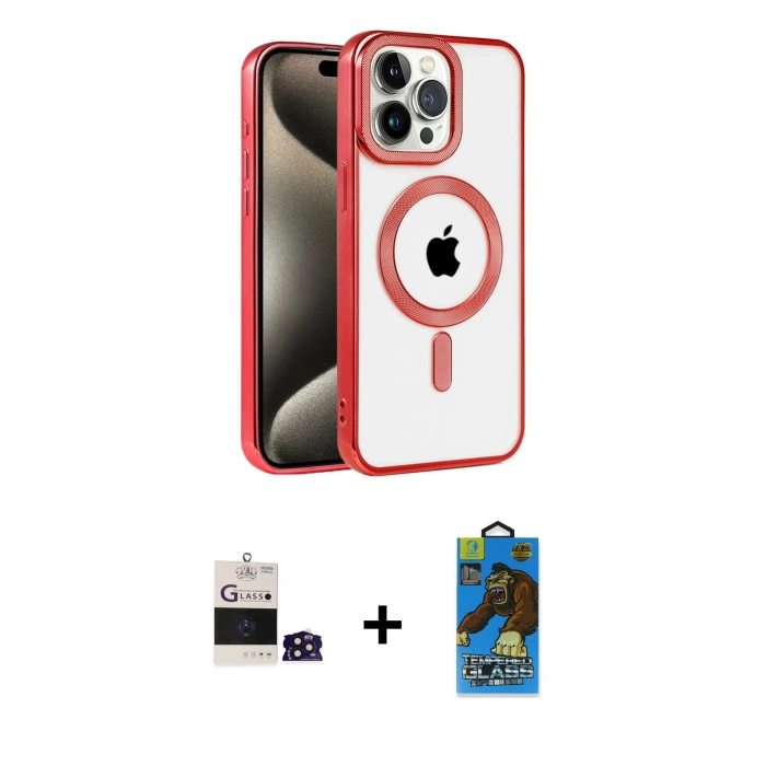 MARSİLYAN™- iPhone 14 Pro Max Kılıf Eksen Form Koleksiyonu - Siyah 18D Cam Ekran Koruyucu + Bilvis Titan Kamera Lens - DNMR