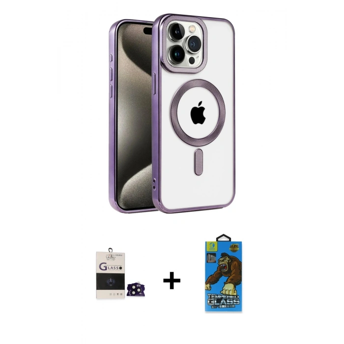 MARSİLYAN™- iPhone 14 Pro Max Kılıf Eksen Form Koleksiyonu - Siyah 18D Cam Ekran Koruyucu + Bilvis Titan Kamera Lens - SH