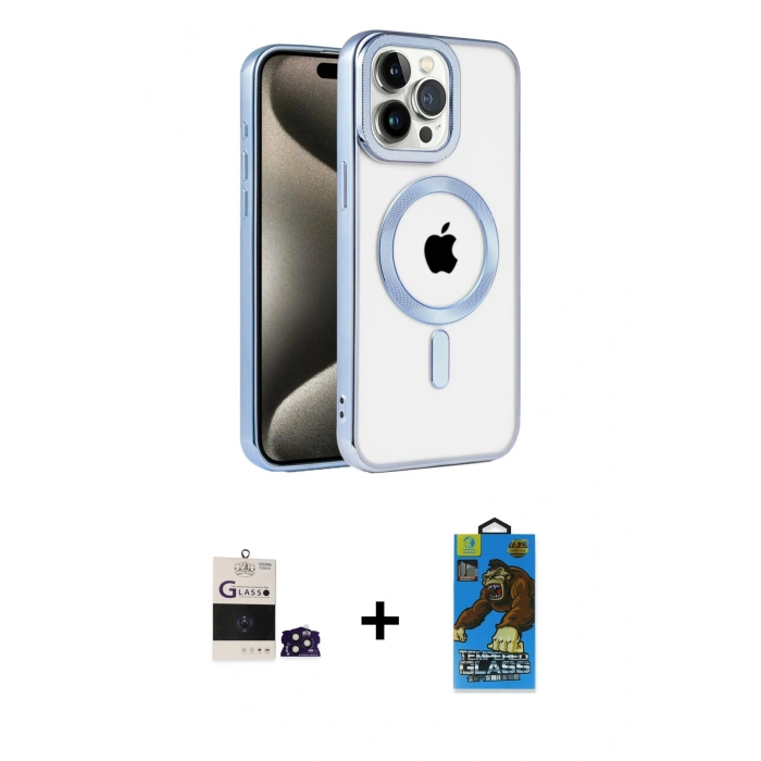 MARSİLYAN™- iPhone 14 Pro Max Kılıf Eksen Form Koleksiyonu - Siyah 18D Cam Ekran Koruyucu + Bilvis Titan Kamera Lens - DNMR