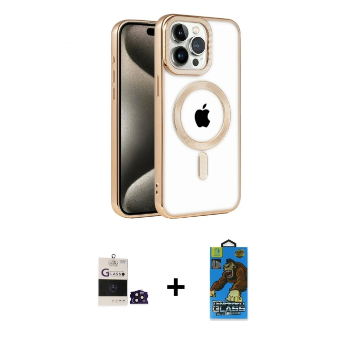 MARSİLYAN™- iPhone 14 Pro Max Kılıf Eksen Form Koleksiyonu - Siyah 18D Cam Ekran Koruyucu + Bilvis Titan Kamera Lens - DNMR