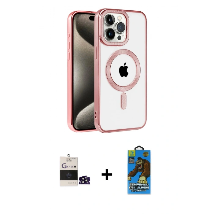 MARSİLYAN™- iPhone 14 Pro Max Kılıf Eksen Form Koleksiyonu - Siyah 18D Cam Ekran Koruyucu + Bilvis Titan Kamera Lens - SH