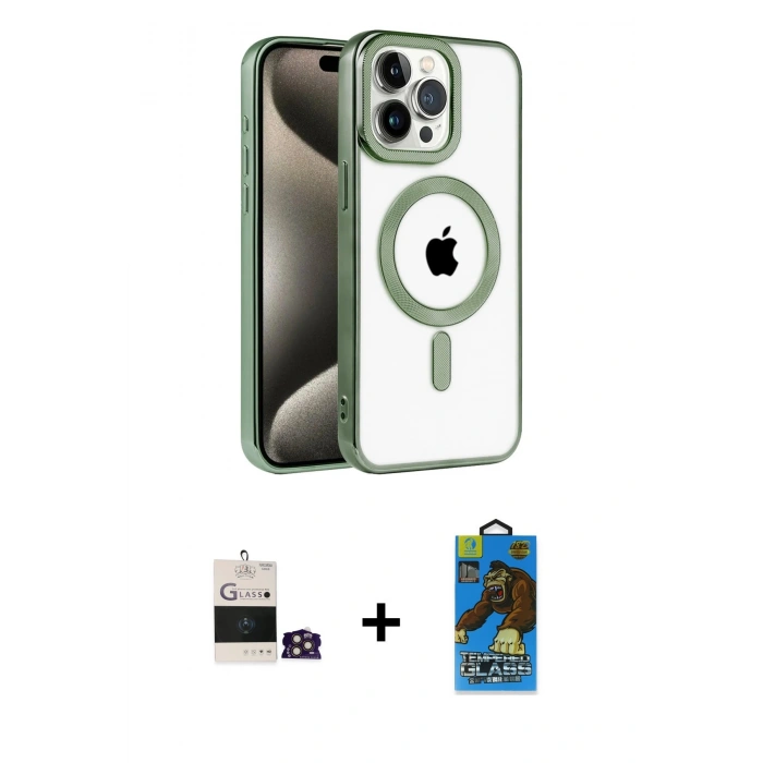 MARSİLYAN™- iPhone 14 Pro Max Kılıf Eksen Form Koleksiyonu - Siyah 18D Cam Ekran Koruyucu + Bilvis Titan Kamera Lens - GD