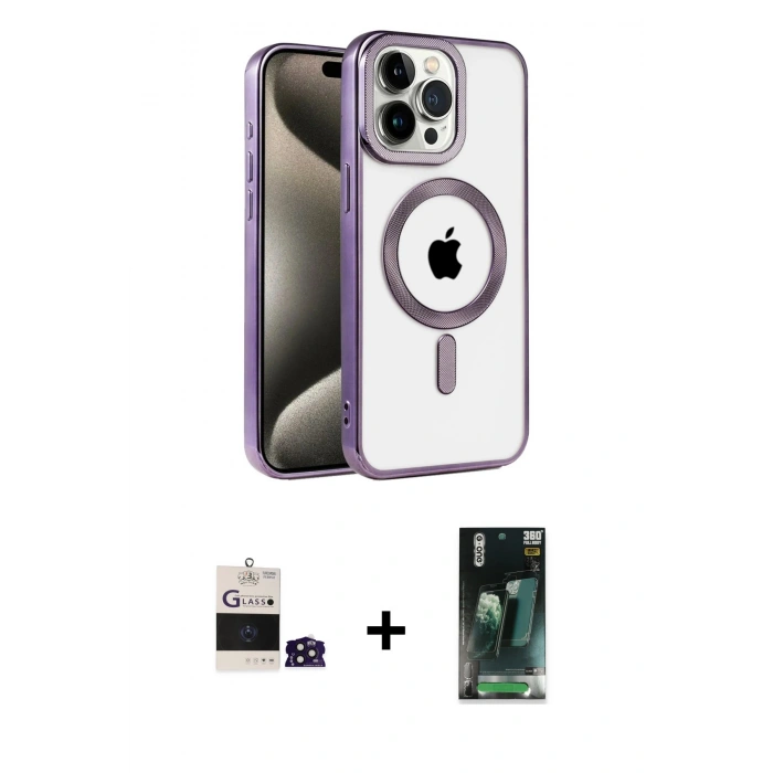 MARSİLYAN™- iPhone 14 Pro Max Kılıf Eksen Form Koleksiyonu - Siyah 360 Mat Full Body Arka Koruyucu + Bilvis Titan Kamera Lens - DNMR