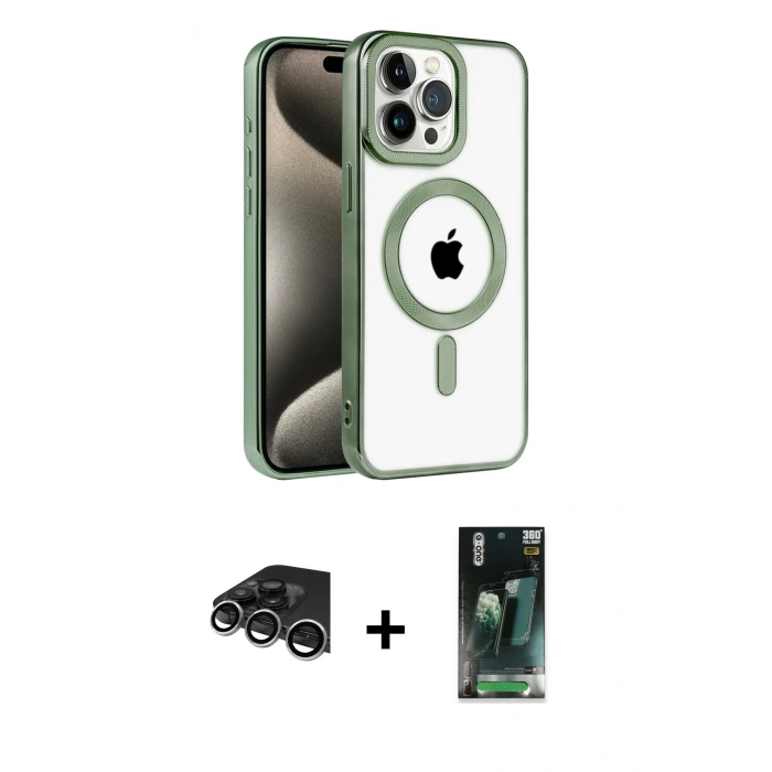 MARSİLYAN™- iPhone 14 Pro Max Kılıf Eksen Form Koleksiyonu - Siyah 360 Mat Full Body Arka Koruyucu + Raze Metal Kamera Lens - GS