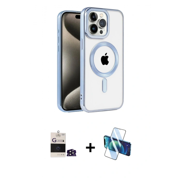 MARSİLYAN™- iPhone 14 Pro Max Kılıf Eksen Form Koleksiyonu - Siyah 3D Antistatik Cam Ekran Koruyucu + Bilvis Titan Kamera Lens - DNMR