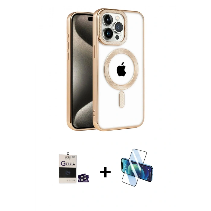 MARSİLYAN™- iPhone 14 Pro Max Kılıf Eksen Form Koleksiyonu - Siyah 3D Antistatik Cam Ekran Koruyucu + Bilvis Titan Kamera Lens - DNMR