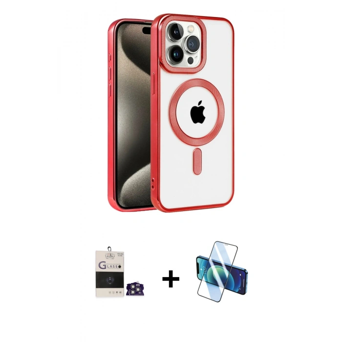 MARSİLYAN™- iPhone 14 Pro Max Kılıf Eksen Form Koleksiyonu - Siyah 3D Antistatik Cam Ekran Koruyucu + Bilvis Titan Kamera Lens - GS
