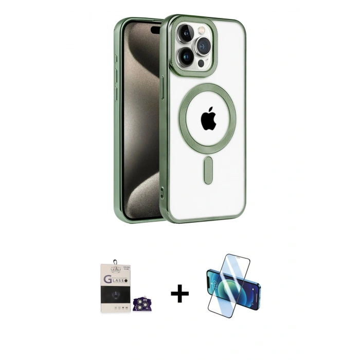 MARSİLYAN™- iPhone 14 Pro Max Kılıf Eksen Form Koleksiyonu - Siyah 3D Antistatik Cam Ekran Koruyucu + Bilvis Titan Kamera Lens - GS