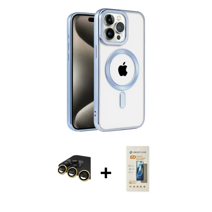 MARSİLYAN™- iPhone 14 Pro Max Kılıf Eksen Form Koleksiyonu - Siyah 6D Mat Seramik Hayalet Nano Ekran Koruyucu + Raze Metal Kamera Lens - GD