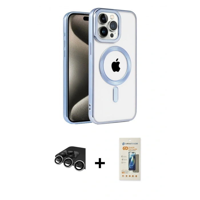 MARSİLYAN™- iPhone 14 Pro Max Kılıf Eksen Form Koleksiyonu - Siyah 6D Mat Seramik Hayalet Nano Ekran Koruyucu + Raze Metal Kamera Lens - GS